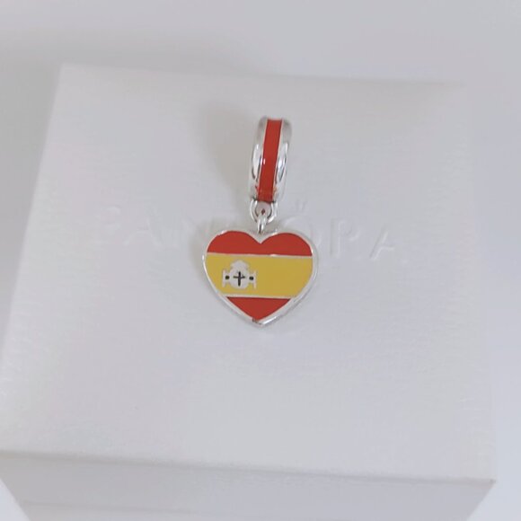 Pandora Spain Flag Dangle Charm Bracelet Pendant S925 Silver with box - Picture 6 of 6